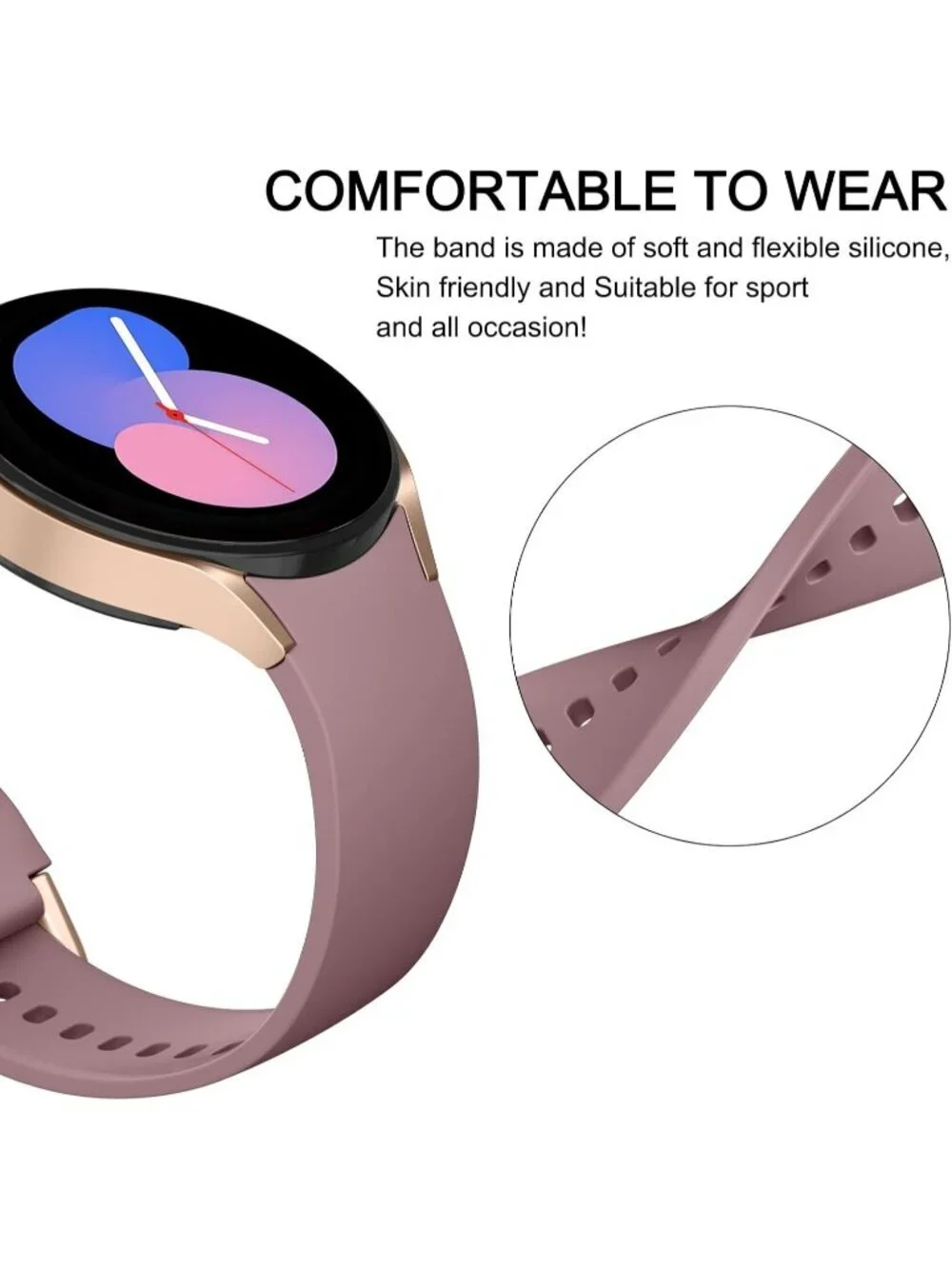 Unisex Smoke Violet Analog Soft Silicone Replacement Strap Samsung Galaxy Watch